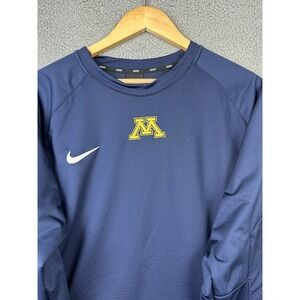 Minnesota Gophers Nike Hybrid BP Crew Pullover Therma Mens Large Blue Lined